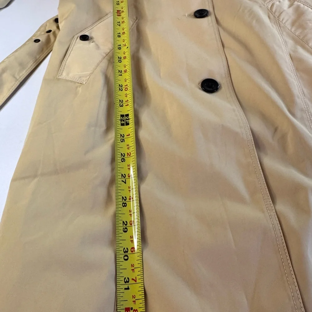Joan Rivers Trench Rain Coat Beige Womens Small Button Front Pockets Belt Loops - Picture 11 of 14